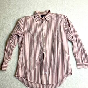 Ralph Lauren Yarmouth 100% Cotton Pink Stripe Button Shirt Men’s 16.5 - 35